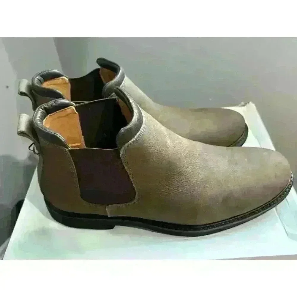 MJNY by Marc Joseph NY Austin Chelsea Boot Truffle Washed Grainy Sz 10 / EU 43.5